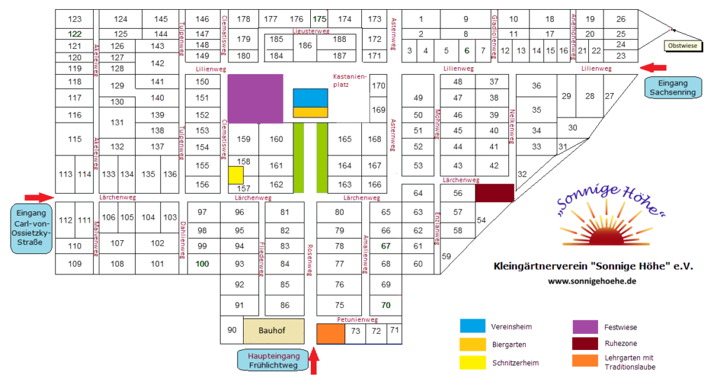 Lageplan des KGV Sonnige Höhe